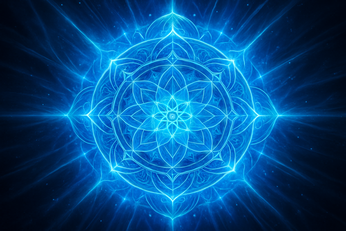5d glowing blue mandala with energy radiating from it