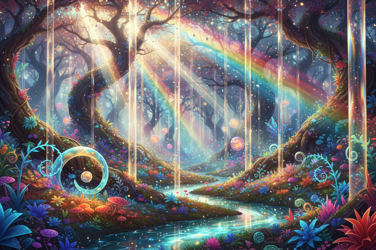 5d glowing paradise forest