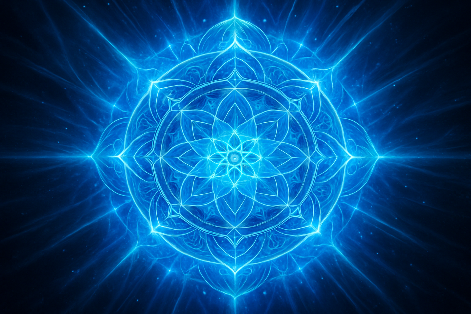 5d glowing blue mandala with energy radiating from it
