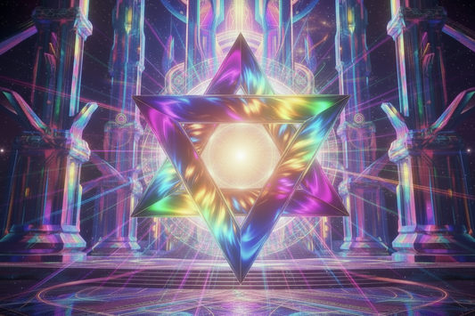 add glowing merkabas inside circles to the temple walls