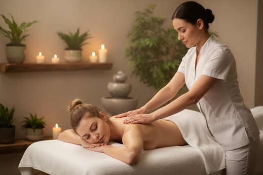 beautiful 22 year old woman getting a massage from a beautiful woman