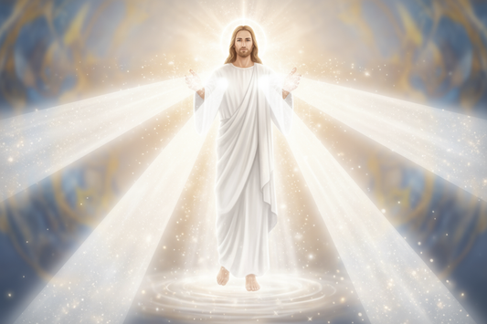 glowing christ sending white healing energy from hands